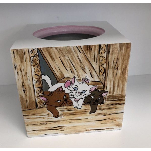 Cats Hand Painted Tissue Box Cover